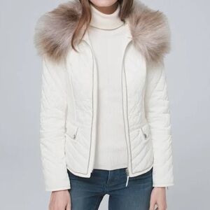 White House Black Market Winter White
Jacket/Coat with Removable Faux Fur